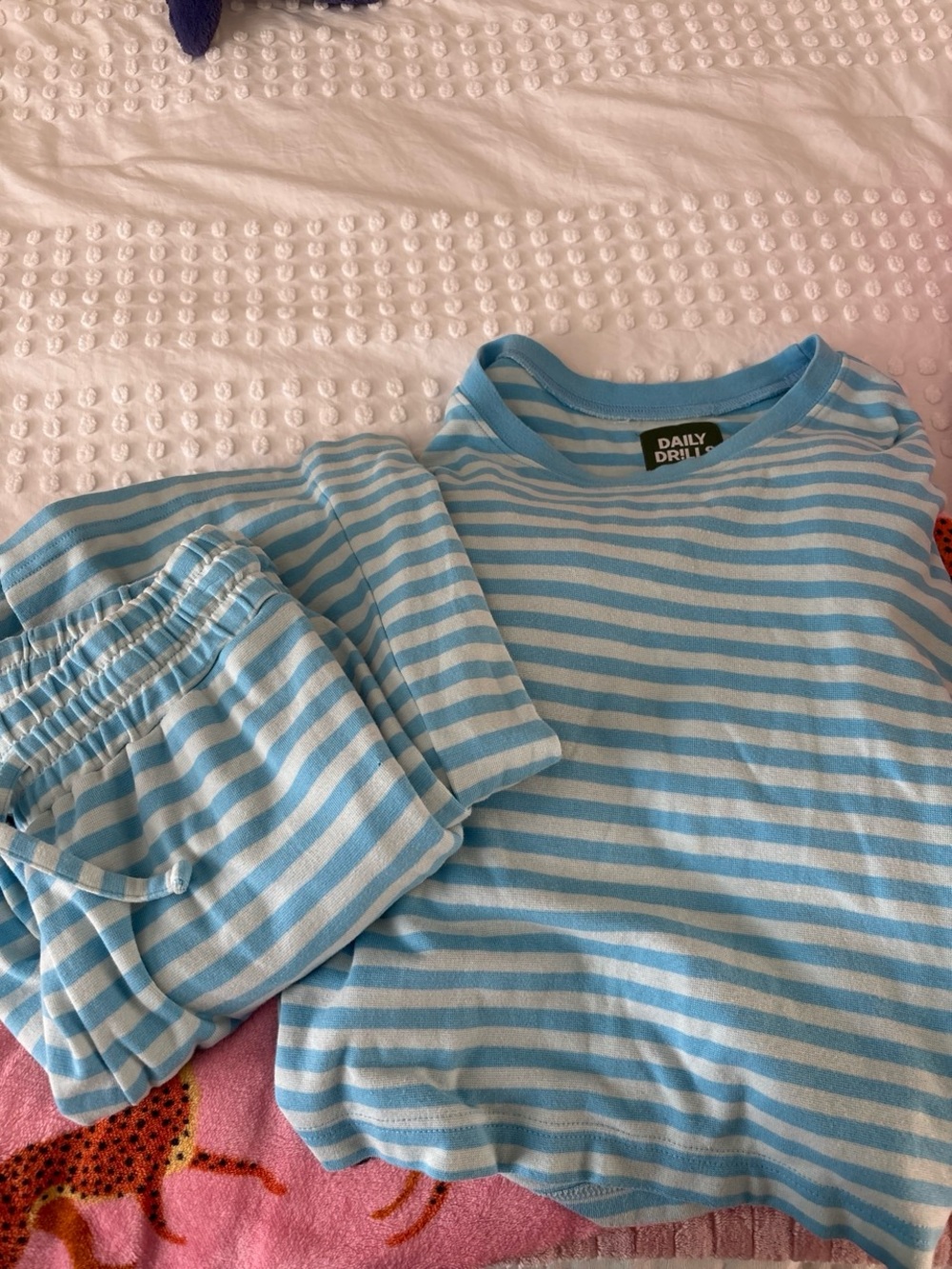 Daily Drills Light Blue & White Striped Lounge Set